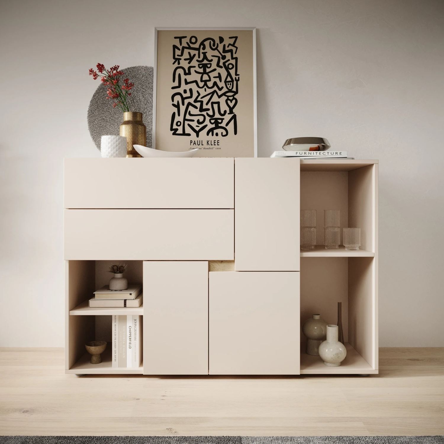 APARADOR NSORI 2 CAJONES 3 PUERTAS CAPRI 120CM